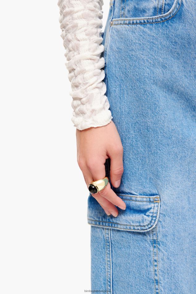 accessoires Bimba Y Lola bague large en pierre noir HV4486688