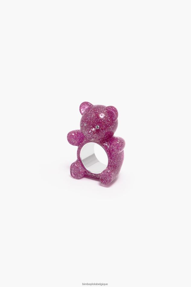 accessoires Bimba Y Lola bague ours en peluche scintillante rose HV4486801