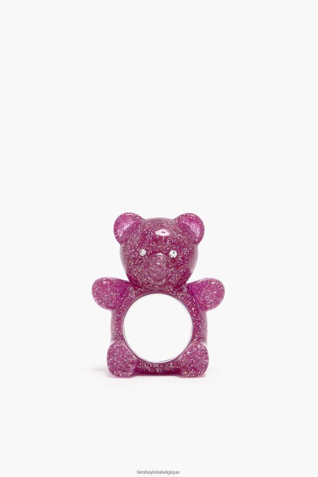 accessoires Bimba Y Lola bague ours en peluche scintillante rose HV4486801