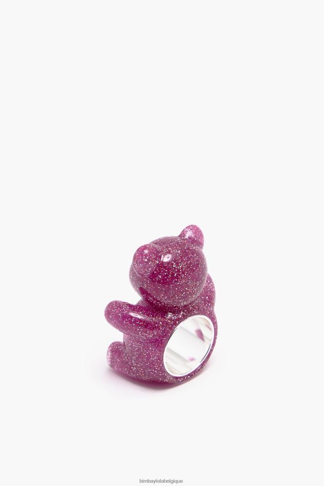 accessoires Bimba Y Lola bague ours en peluche scintillante rose HV4486801