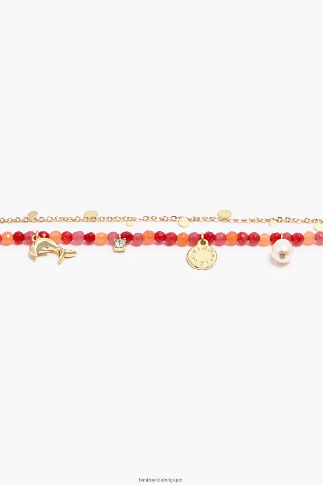accessoires Bimba Y Lola bracelet double pierres corail HV4486735