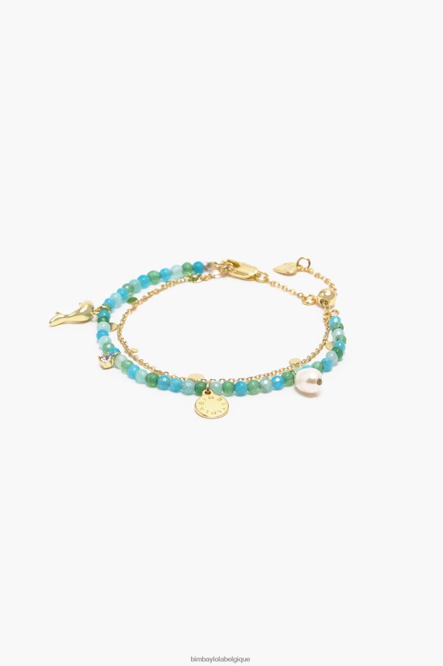 accessoires Bimba Y Lola bracelet double pierres turquoise HV4486734