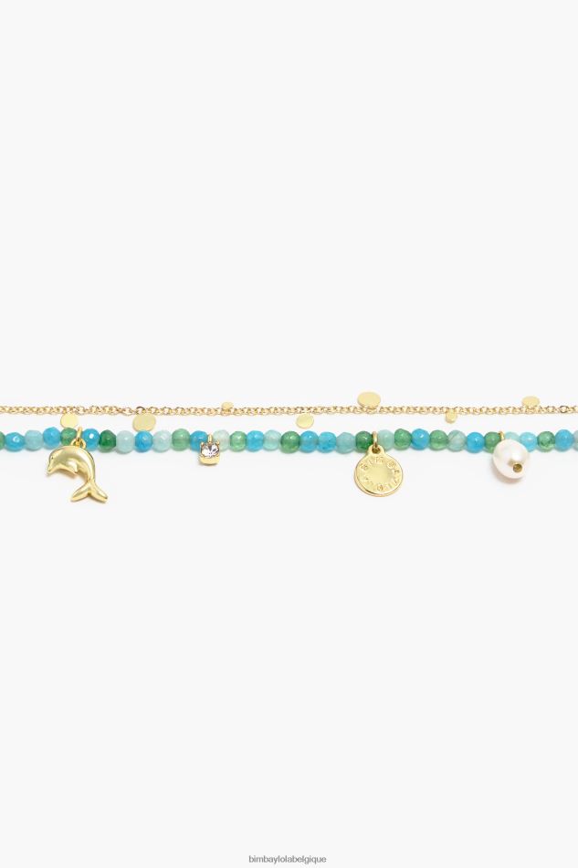 accessoires Bimba Y Lola bracelet double pierres turquoise HV4486734