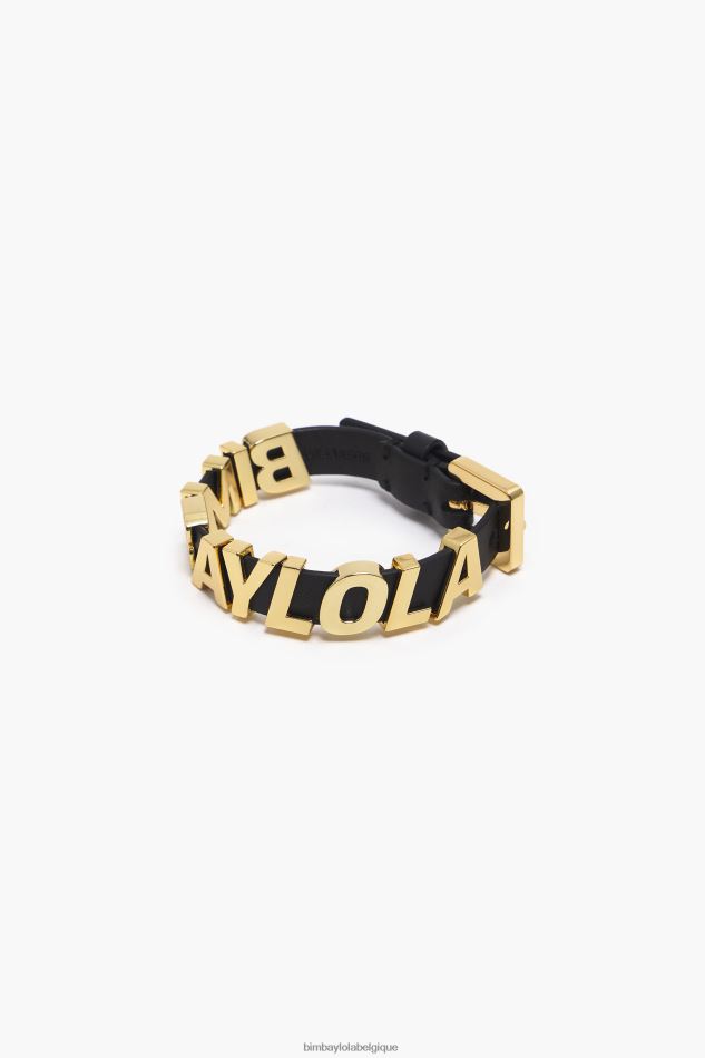 accessoires Bimba Y Lola bracelet en cuir avec lettres logo noir HV44861141