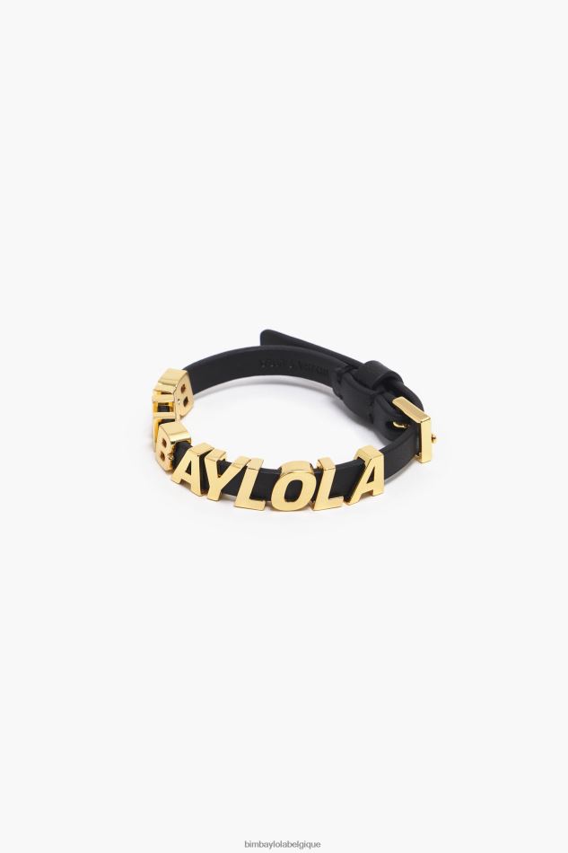 accessoires Bimba Y Lola bracelet en cuir avec lettres logo noir HV44861143
