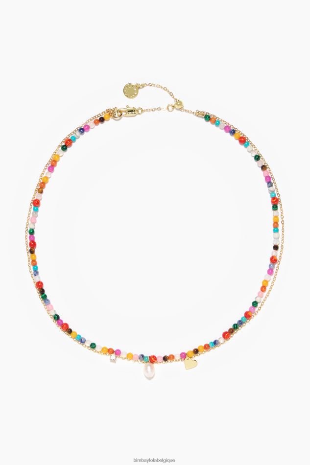 accessoires Bimba Y Lola collier chaîne et pierres naturelles multicolore HV4486690