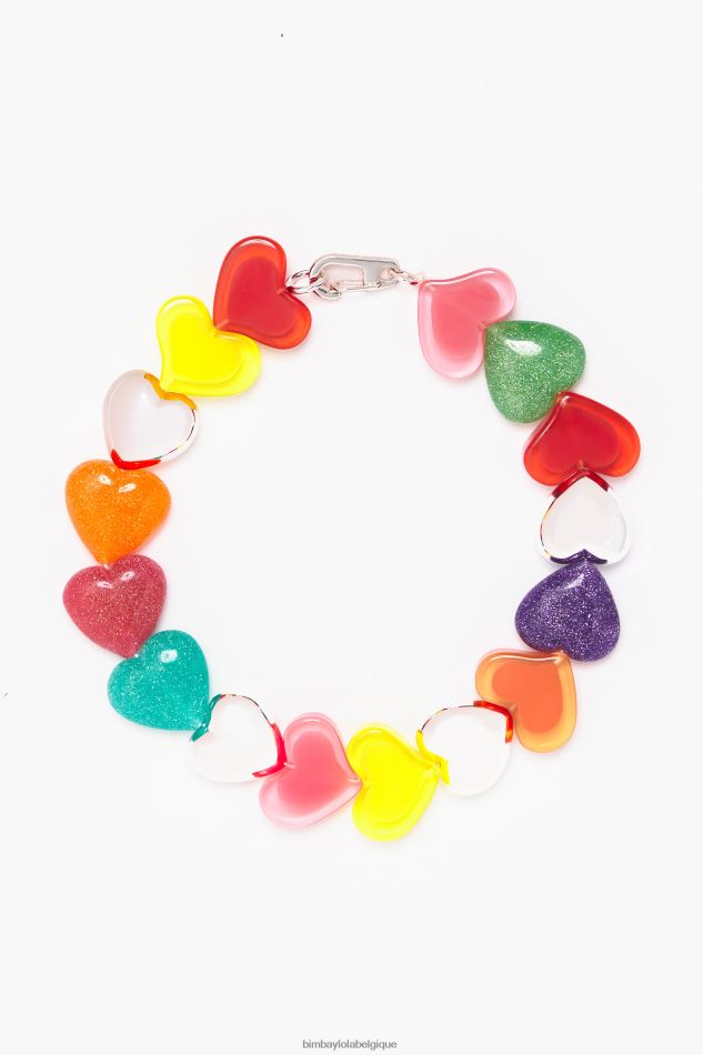 accessoires Bimba Y Lola collier coeurs en résine multicolore HV4486751