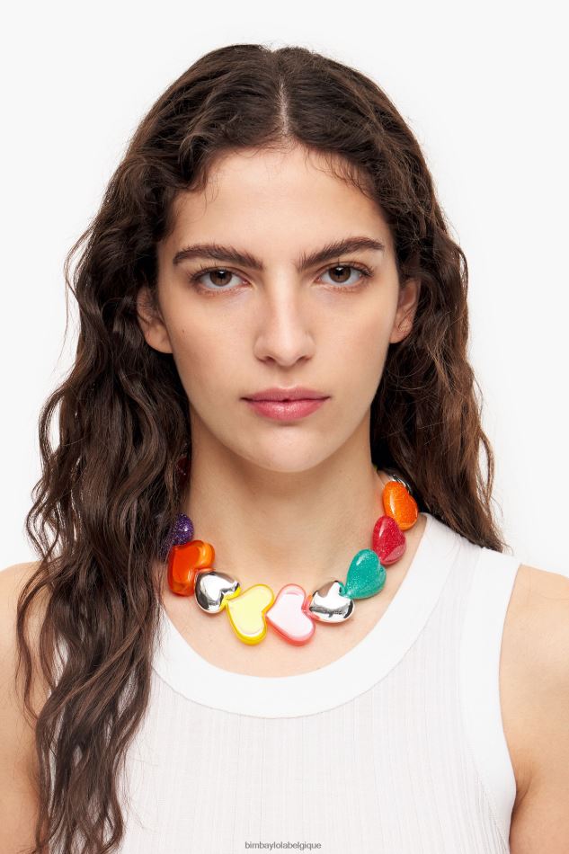 accessoires Bimba Y Lola collier coeurs en résine multicolore HV4486751