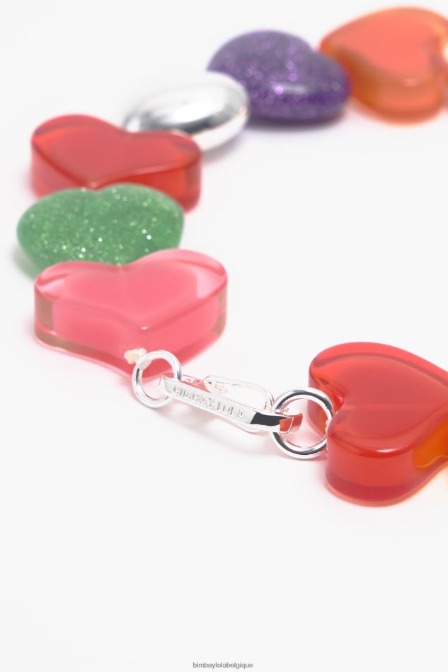 accessoires Bimba Y Lola collier coeurs en résine multicolore HV4486751