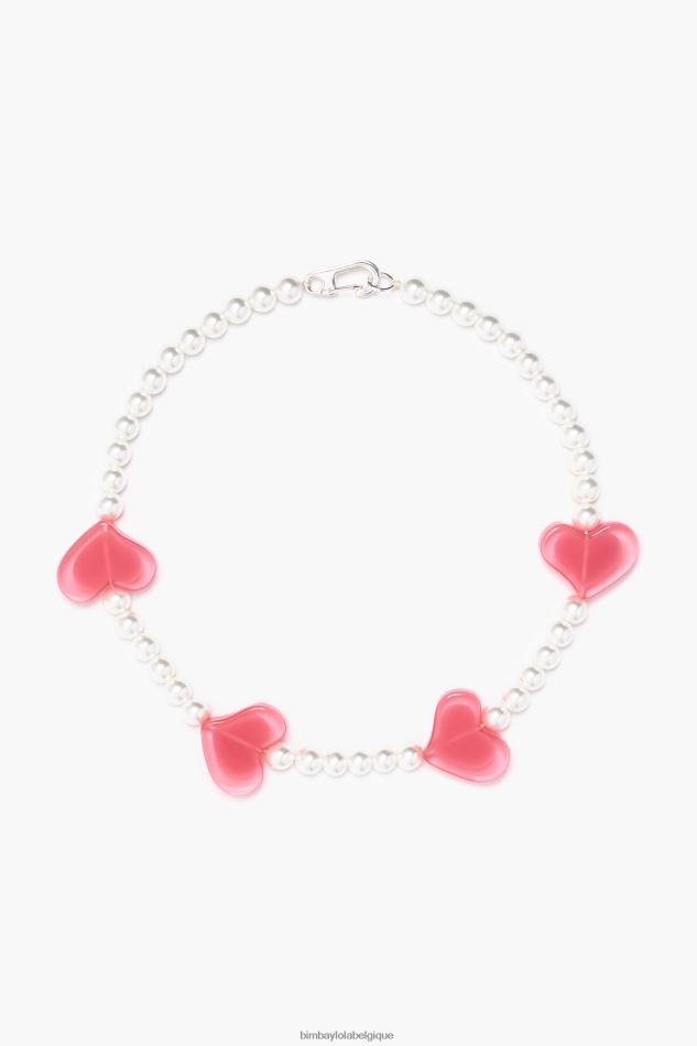 accessoires Bimba Y Lola collier coeurs en résine rose HV4486752