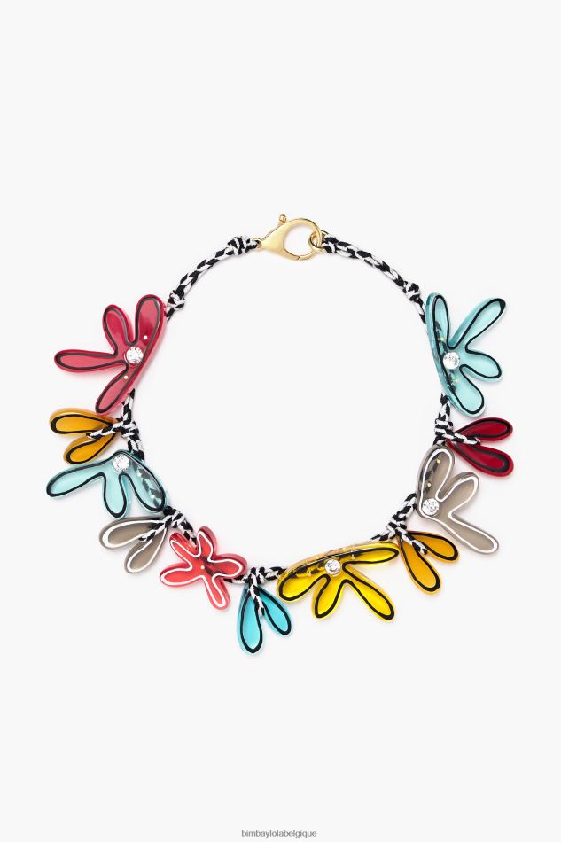 accessoires Bimba Y Lola collier cordon fleurs noir HV4486743