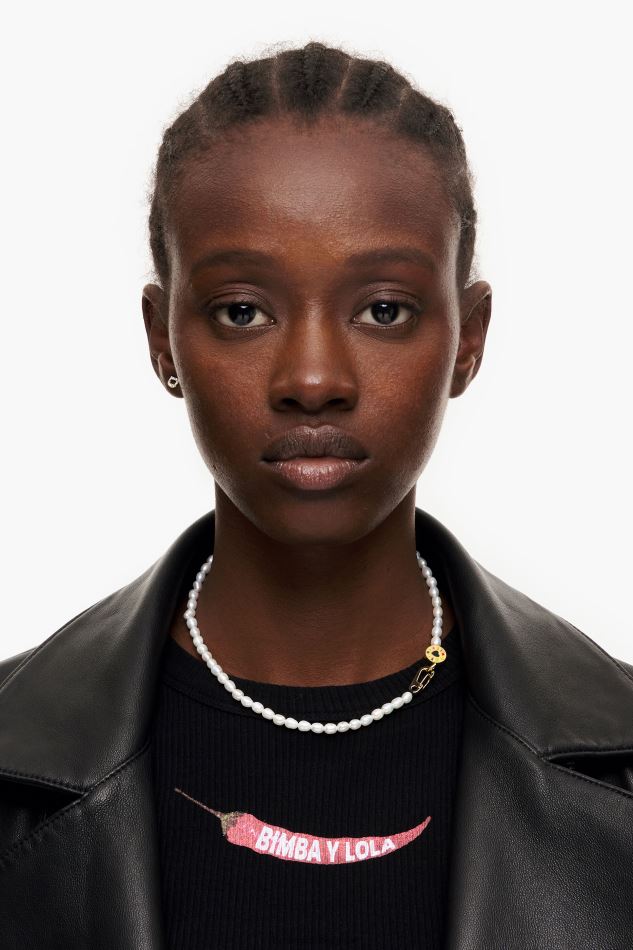 accessoires Bimba Y Lola collier court de perles doré HV4486825