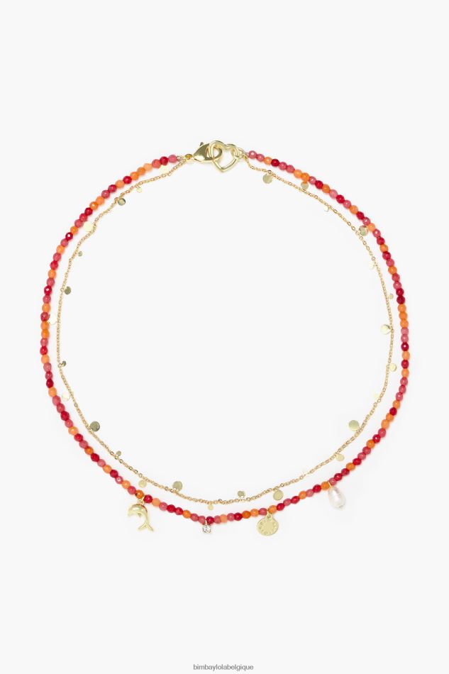 accessoires Bimba Y Lola collier dauphin pierres courtes corail HV4486733