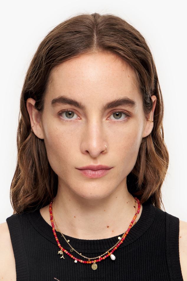 accessoires Bimba Y Lola collier dauphin pierres courtes corail HV4486733