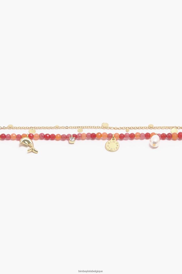 accessoires Bimba Y Lola collier dauphin pierres courtes corail HV4486733