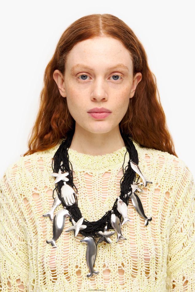 accessoires Bimba Y Lola collier dauphins long cordon noir HV4486849