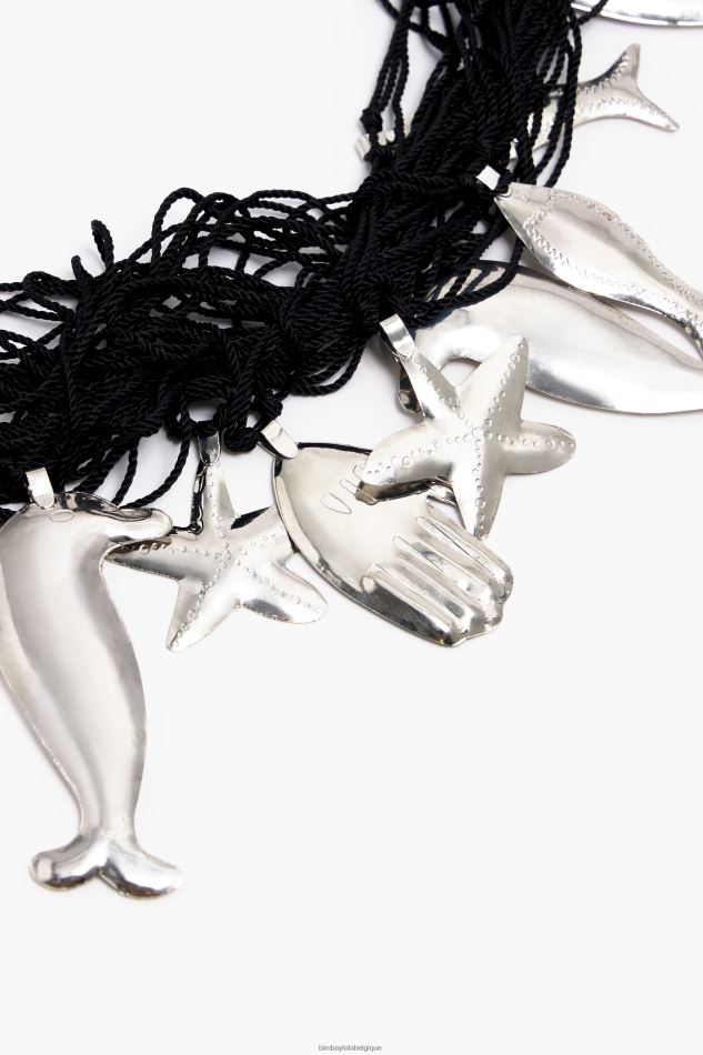 accessoires Bimba Y Lola collier dauphins long cordon noir HV4486849