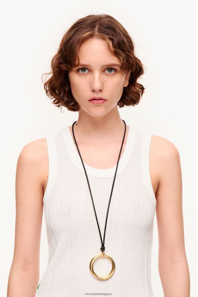 accessoires Bimba Y Lola collier long cordon avec anneaux noir HV4486756