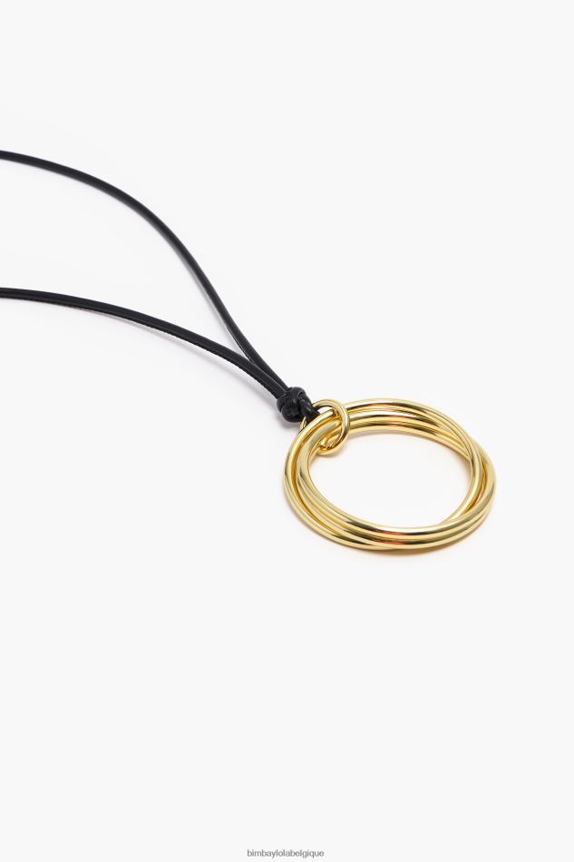 accessoires Bimba Y Lola collier long cordon avec anneaux noir HV4486756