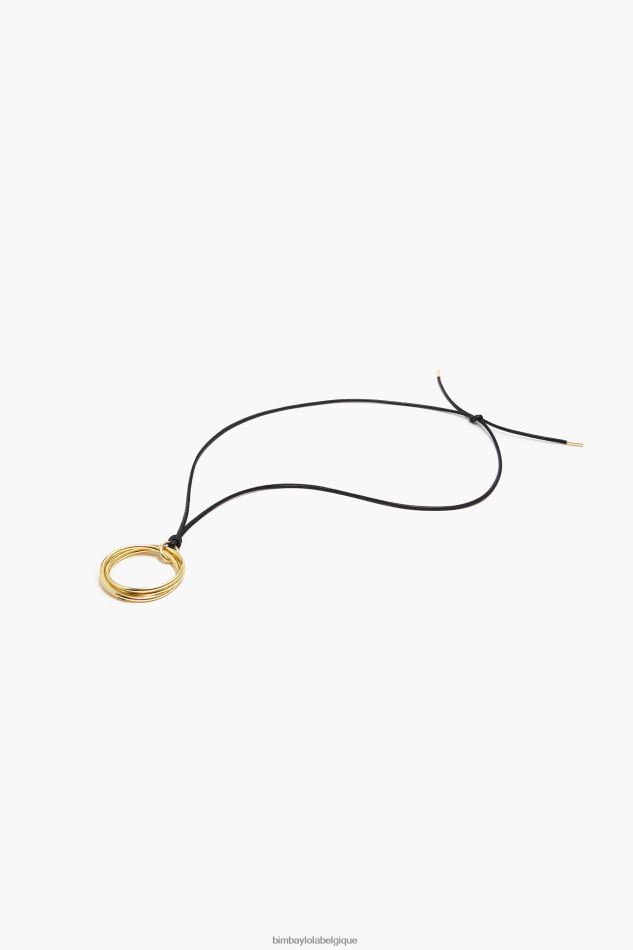 accessoires Bimba Y Lola collier long cordon avec anneaux noir HV4486756