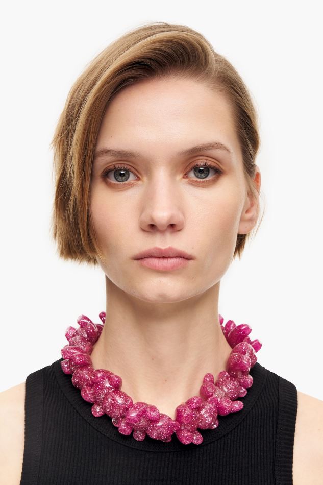 accessoires Bimba Y Lola collier ours en peluche à paillettes rose HV4486800