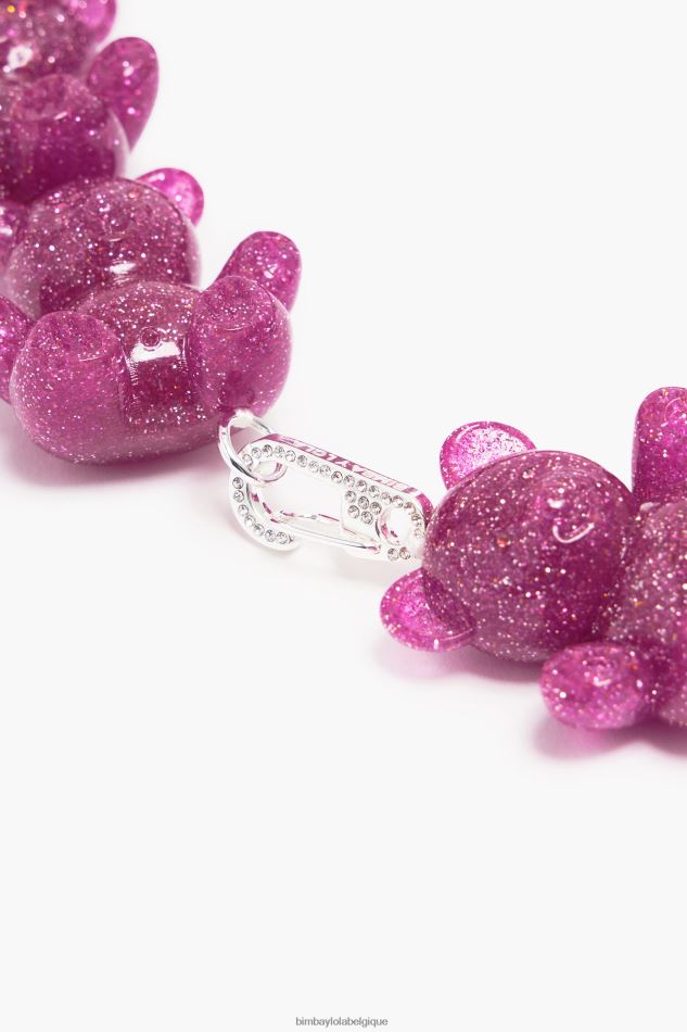 accessoires Bimba Y Lola collier ours en peluche à paillettes rose HV4486800