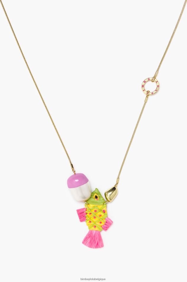 accessoires Bimba Y Lola collier raphia multicolore rose HV4486700