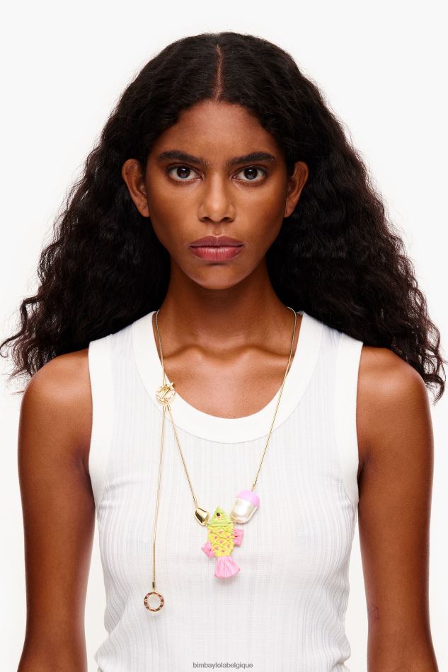 accessoires Bimba Y Lola collier raphia multicolore rose HV4486700