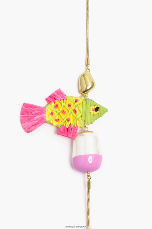 accessoires Bimba Y Lola collier raphia multicolore rose HV4486700