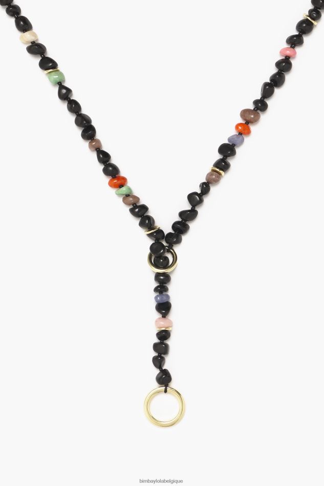 accessoires Bimba Y Lola long collier de pierres noir HV4486768