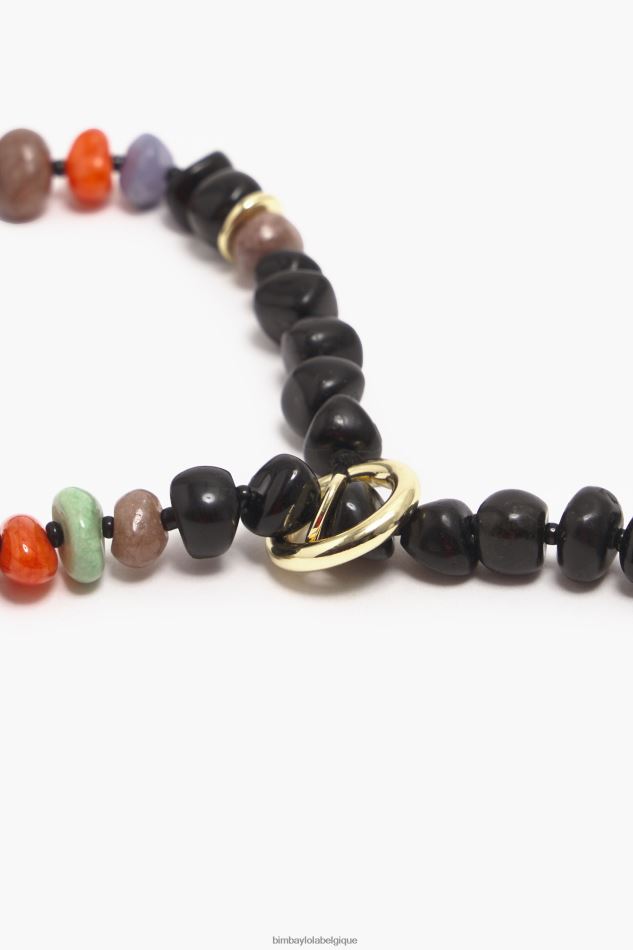 accessoires Bimba Y Lola long collier de pierres noir HV4486768