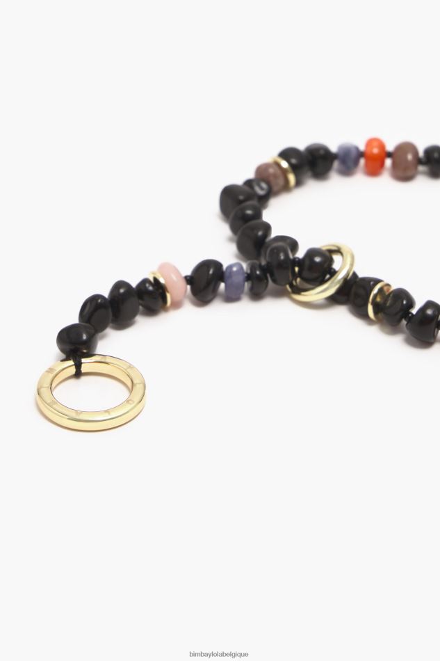 accessoires Bimba Y Lola long collier de pierres noir HV4486768