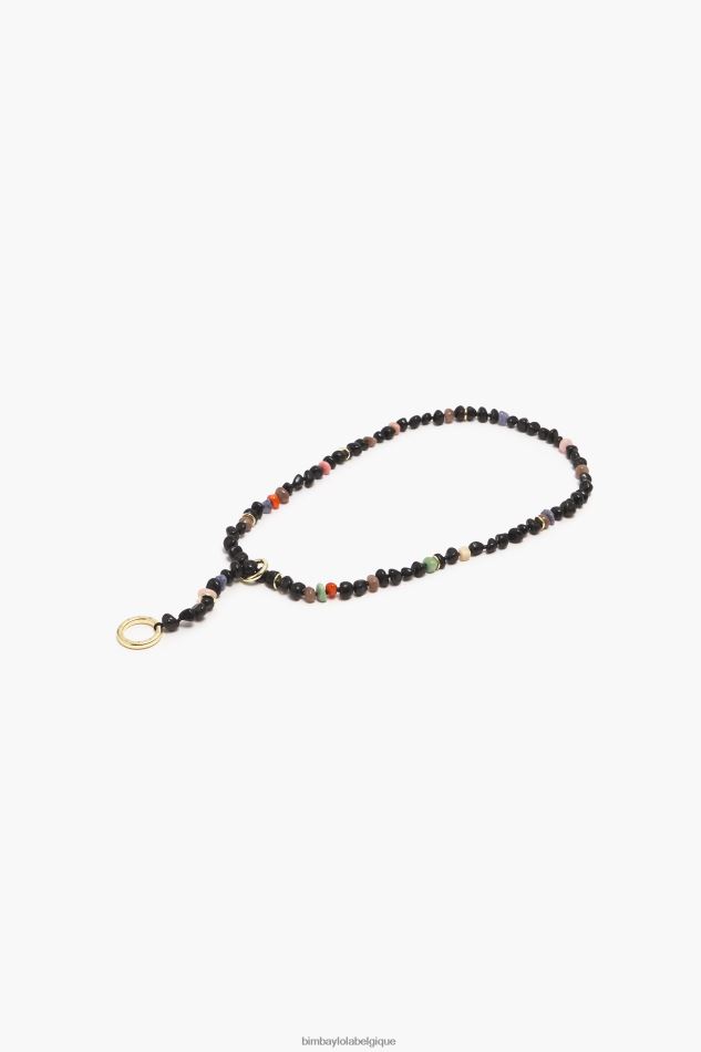 accessoires Bimba Y Lola long collier de pierres noir HV4486768