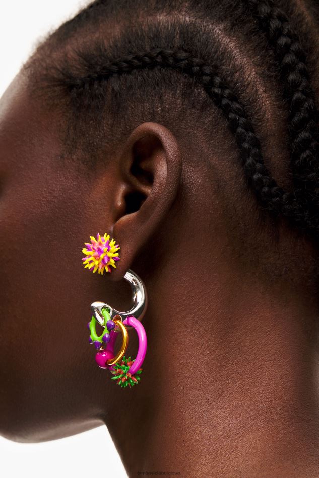 accessoires Bimba Y Lola boucle d'oreille créole pièces en émail multicolore HV4486674