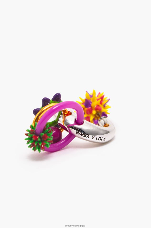 accessoires Bimba Y Lola boucle d'oreille créole pièces en émail multicolore HV4486674