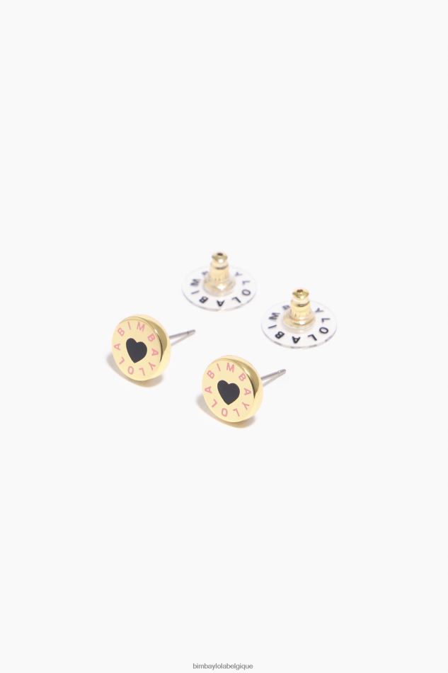 accessoires Bimba Y Lola boucles d'oreilles à bouton logo noir HV4486806