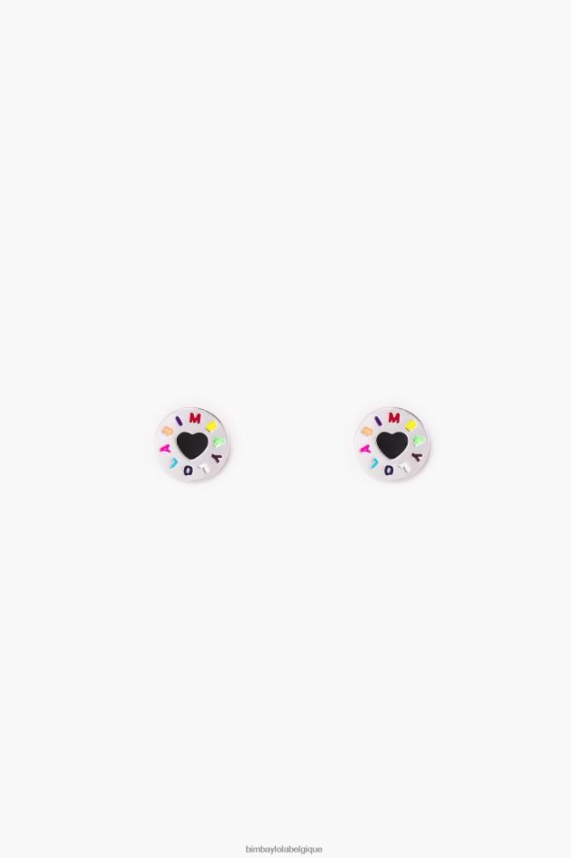 accessoires Bimba Y Lola boucles d'oreilles cœur à logo argent HV4486694
