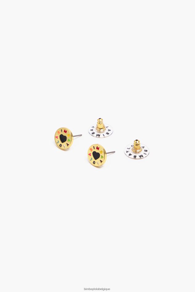 accessoires Bimba Y Lola boucles d'oreilles cœur à logo doré HV4486693