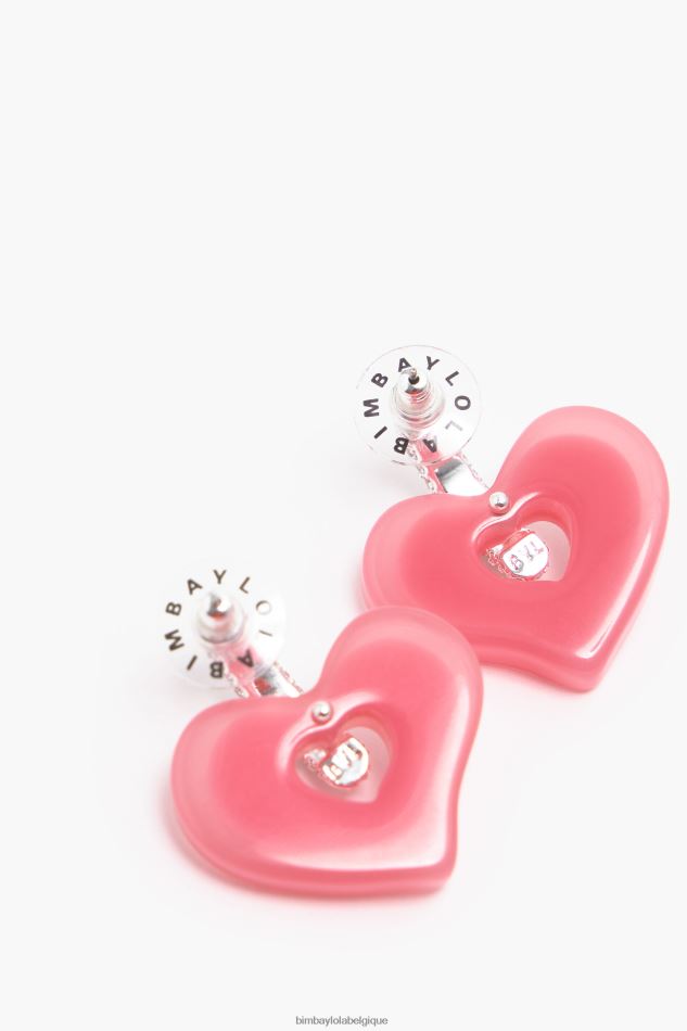accessoires Bimba Y Lola boucles d'oreilles coeur cristaux rose HV44861137
