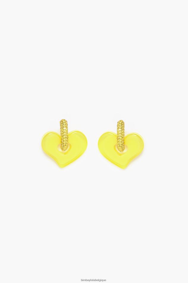 accessoires Bimba Y Lola boucles d'oreilles coeur en cristal jaune HV4486753