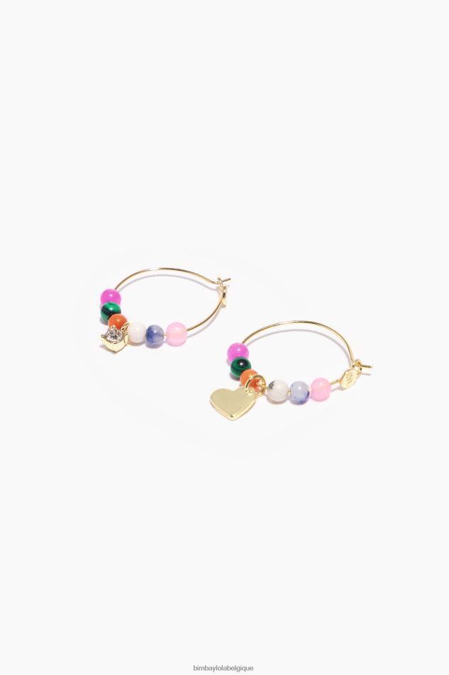 accessoires Bimba Y Lola boucles d'oreilles créoles coeur doré et cristal HV4486691