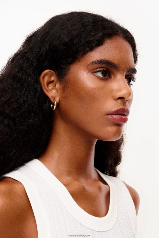 accessoires Bimba Y Lola boucles d'oreilles créoles dorées cristal HV4486678