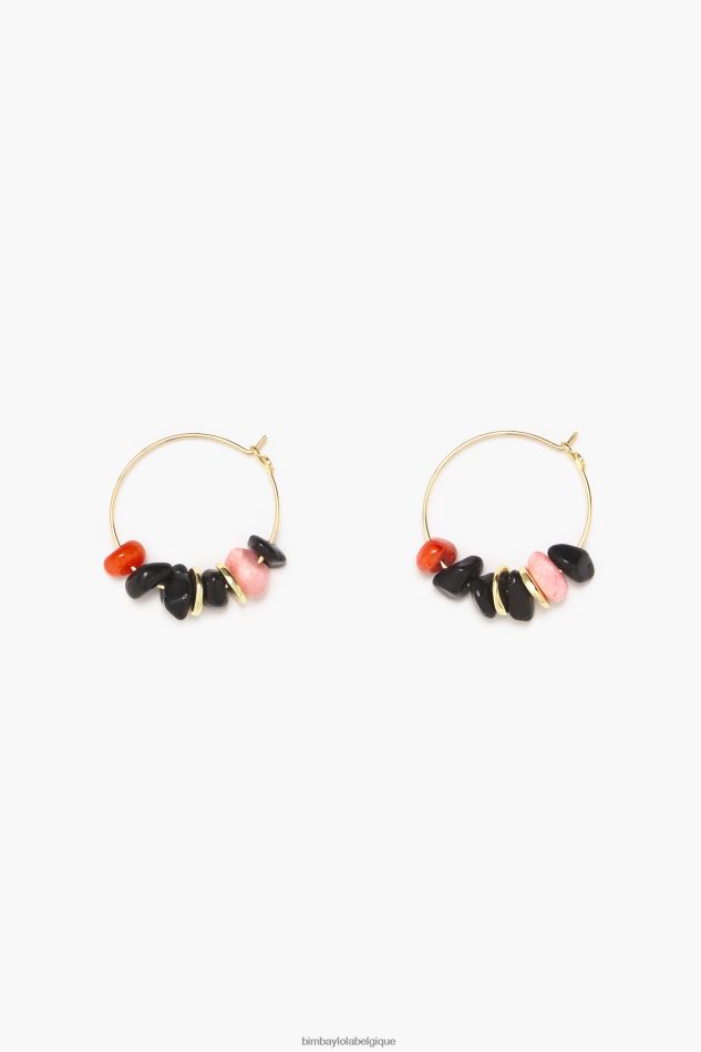 accessoires Bimba Y Lola boucles d'oreilles créoles en pierre noir HV4486769