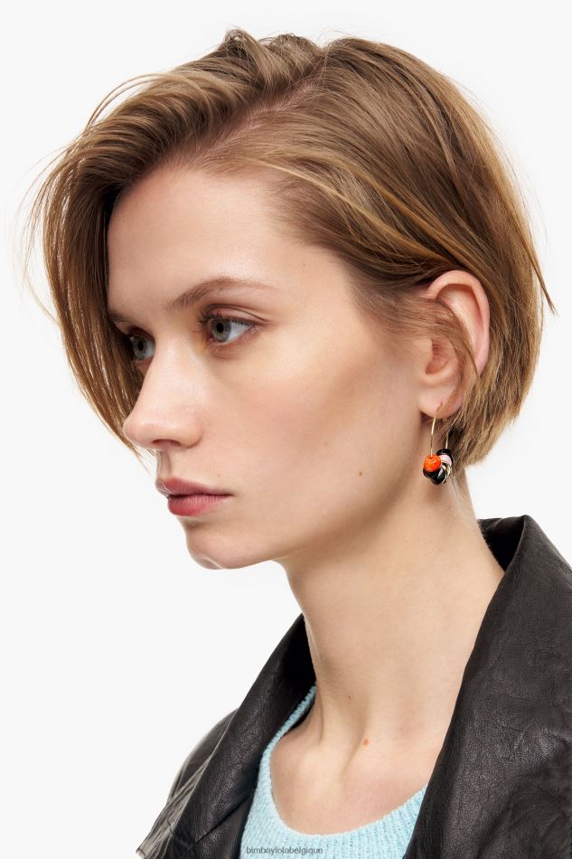 accessoires Bimba Y Lola boucles d'oreilles créoles en pierre noir HV4486769
