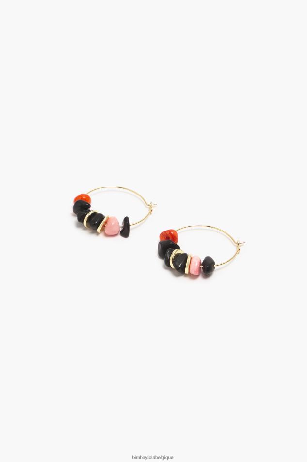 accessoires Bimba Y Lola boucles d'oreilles créoles en pierre noir HV4486769