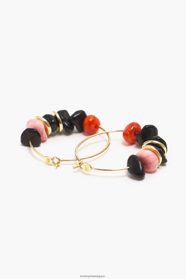 accessoires Bimba Y Lola boucles d'oreilles créoles en pierre noir HV4486769