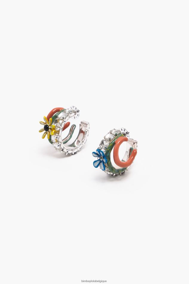 accessoires Bimba Y Lola boucles d'oreilles créoles maxi fleurs multicolore HV4486675