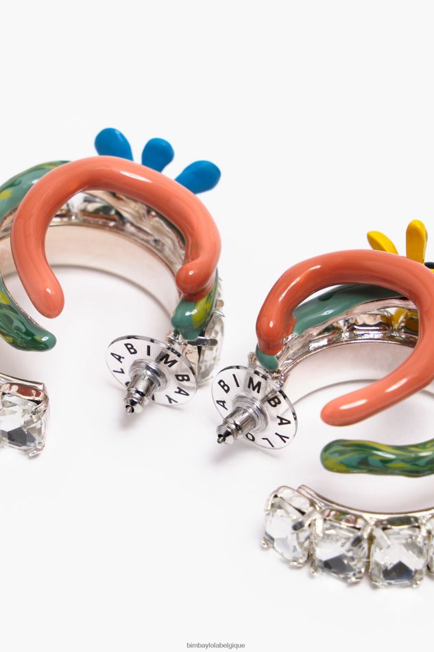 accessoires Bimba Y Lola boucles d'oreilles créoles maxi fleurs multicolore HV4486675