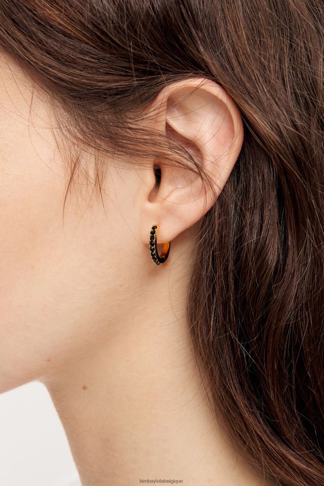 accessoires Bimba Y Lola boucles d'oreilles créoles mi-longues en cristal noir HV4486851
