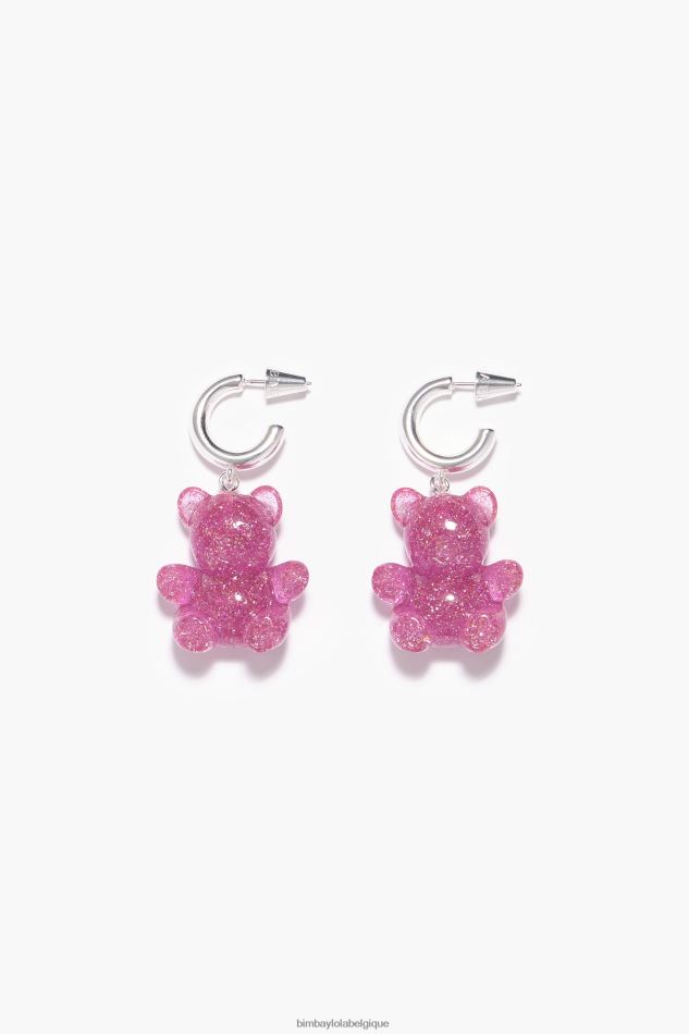 accessoires Bimba Y Lola boucles d'oreilles créoles ours en peluche rose HV44861139